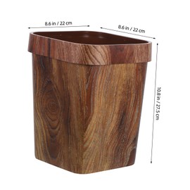 Operitacx Waste Bin with Wood Grain Top Open Waste Paper Bin Rustic Bathroom Waste Bin Made of Wood Grain Waste Bin Made of Plastic Basket in Country House Style Plastic Coffee