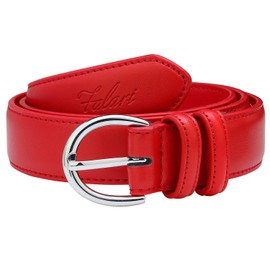 Falari Women Genuine Leather Belt Fashion Dress Belt With Single Prong Buckle 6028-Red-XL
