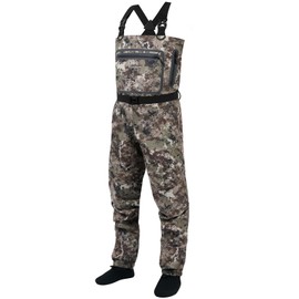 BASSDASH Men’s Lightweight Breathable Chest Wader Black Camo Stockingfoot for Fly Fishing Hunting FW11