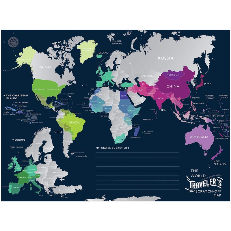 The World Traveler's Scratch-off Map 32'' x 24'' Poster