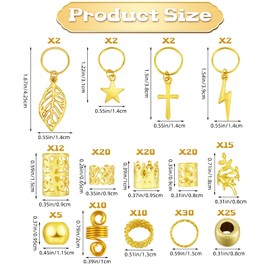 LEGENTLISUR 200Pcs Gold Silver Hair Jewelry for Braids Loc Jewelry Rings Clips for Hair Dreadlocks Metal Hair Adjustable Cuffs for Women Braids Men Unisex Jewelry Accessories Braid Clips