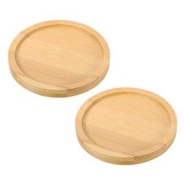 PATIKIL Bamboo Wood Saucer, 2 Pack 3 Inch Round Wooden Plant Drainage Tray Bonsai Plants Saucer Succulent Pot for Home Balcony