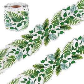 Stickers for Bulletin Board Borders, 15 m Long Border for Classroom, Border Sticker with Eucalyptus Motif for Photo Walls, Bulletin Boards, Chalkboards, Leaves, Green Plants Decoration