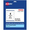 Avery Matte White Round Labels with Sure Feed, 3.5" diameter,