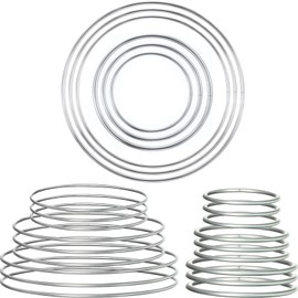 Hotop 24 Pieces Metal Rings Hoops Metal Dream Catcher Rings Metal Macrame Rings Steel Craft Rings Metal Floral Hoop for Wreaths Macrame Projects (Silver,3.5/5/ 7.5/10/14/16 cm)