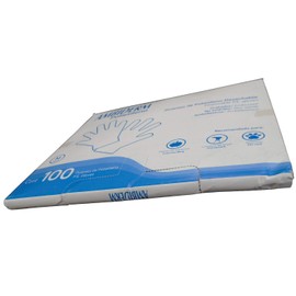 Guante de polietileno desechable ambidiestro transparente de alta calidad AMBIDERM caja con 100 piezas