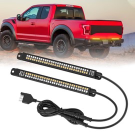 Nilight Truck Tailgate Light Strip 7 Inch Aluminum Frame Double Row 60 LED Red Running Brake Amber Sequential Turn Signals Strobe Lights Bar for Trailer Hitch Cargo Carrier Luggage Rack