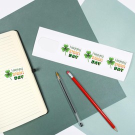 4 x Small 50mm 'St Patrick's Day Greeting' Permanent Sticker Decals for Cars/Windows/Bins/Walls etc (DW00109384)