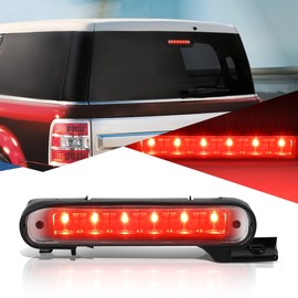 Auto Dynasty Full LED 3rd Third Tail Brake Light Rear High Mount Stop Lamp Compatible with Ford Flex 2012-2018, Chrome Housing Clear Lens