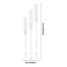 6pcs 3Arm Acrylic Candelabras, Clear Candle Holder for Wedding Home Decor, 29.92in Tall Floor Candle Holders, Acrylic Candelabra Table Centerpiece Floor Candelabras for Party Fit 0.87in Candles