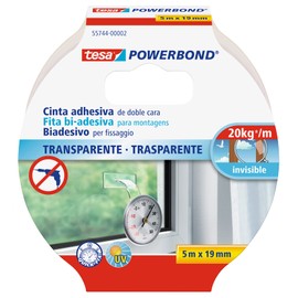 tesa TE55744-00002-03 Powerbond Transparente 5m x 19mm mancheta, Standard