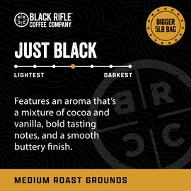 Black Rifle Coffee Company Ground Coffee Medium Roast - Roasted Blend Made from Pure Arabica Beans - Colombian & Brazilian Beans - Veteran Founded & American Made (Just Black, 5 lb Bag)