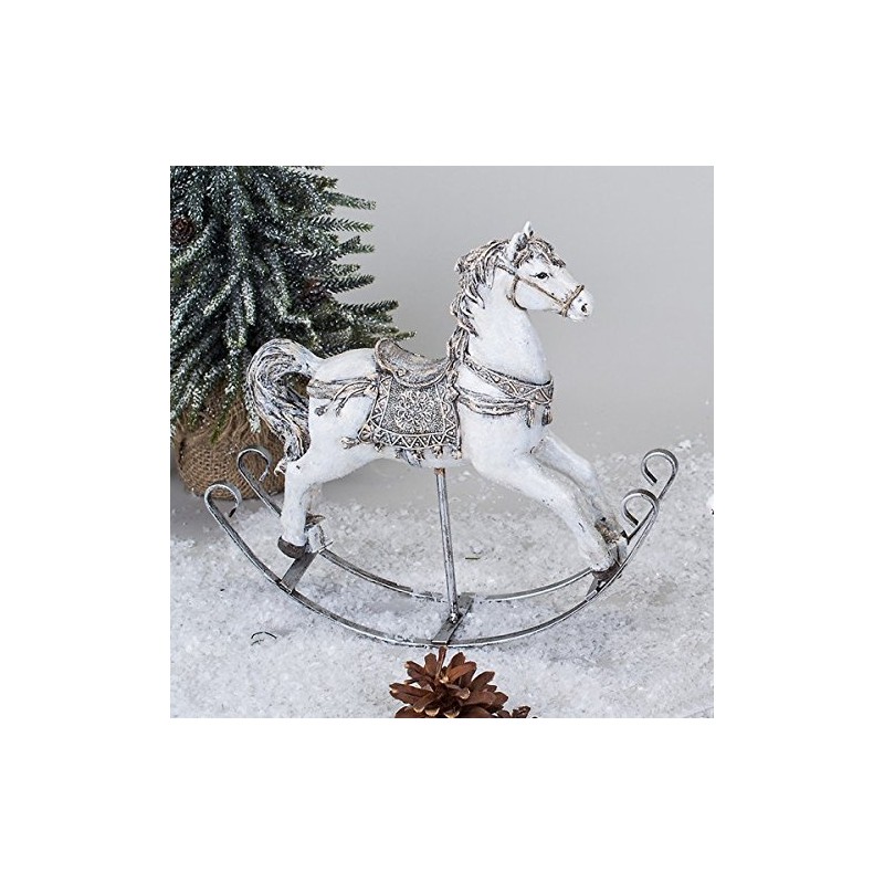 Formano Rocking Horse Figurine Figure Hand Painted 25 cm White/Silver