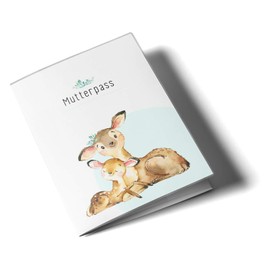 OLGS Maternity Log Cover 3-Piece "Hab dich lieb" | Baby Pregnancy Gift Idea Protective Cover for Maternity Log | For Expectant Mothers (German Maternity Log Cover without Personalisation, Deer)