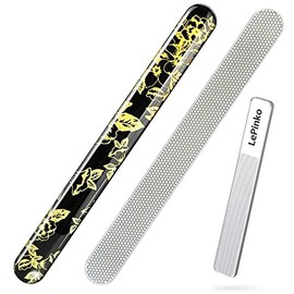 Diamond Nail File with Crystal Nail Shiner Set, Stainless Steel Nail File with Nano Glass Buffer, Metal Sapphire File with Nail Polisher, Professional Manicure Pedicure Kit for Salon Home and Travel,