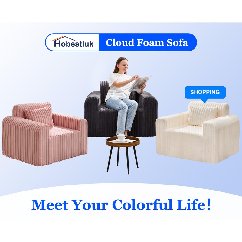 Hobestluk Couch Sofa 2-Seater Foam Sofa Loveseat for Small Spaces