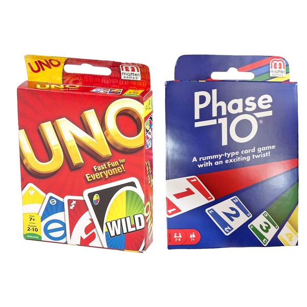 Mattel Phase 10 Card Game with UNO Card Game