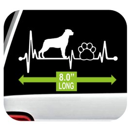 Rottweiler Rottie Paw Heartbeat Lifeline Dog Decal Sticker for Car Window 8 Inch BG 143