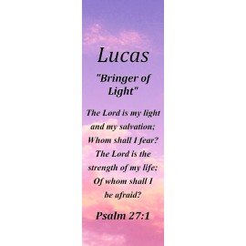 Lucas "Bringer of Light" Keepsake Name Meaning Bookmark with Verse and Tassel