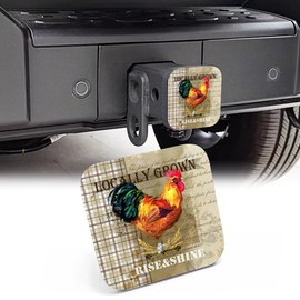 NITAHHHY Trailer Hitch Cover, Watercolor Vintage Farm Rooster 2 Inch Hitch Plug Covers Hitch Cover Tube Rubber Towing, Square Receiver Plug Cap for Cars Suvs Trucks