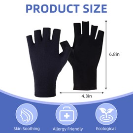 6 Pairs Fingerless Moisturising Cotton Gloves, Adult Half Finger Touchscreen Gloves, UV Gloves for Nails, UV Protective Gloves, Gloves for Eczema, Beauty, Hand Spa Treatment