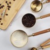 Mewutal 4 Piece Stainless Steel Measuring Cups with Wooden Handle,