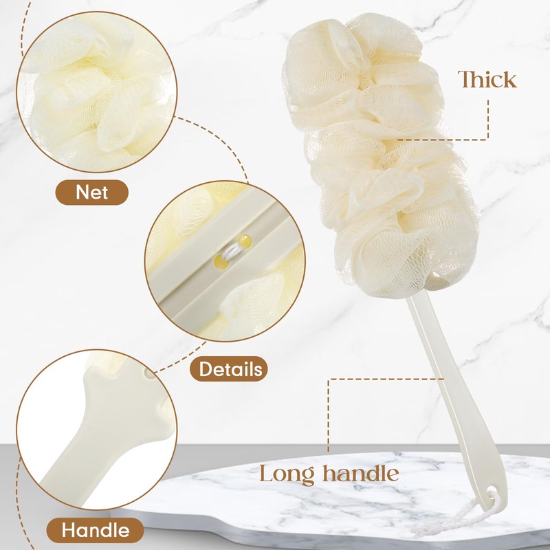 Sunnyray 4 Pack Back Scrubber for Shower and Shower Loofah