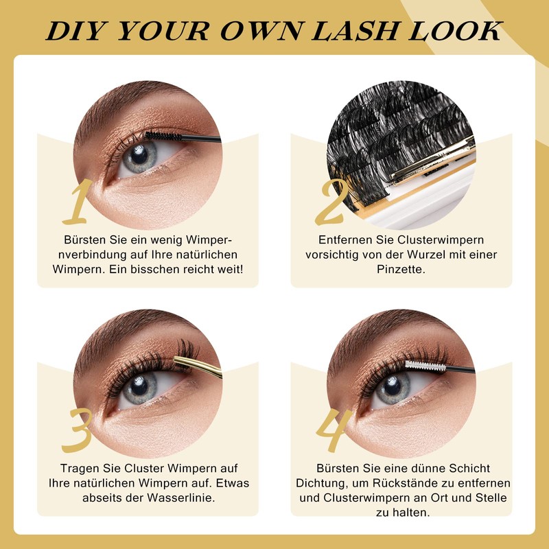 Cluster Eyelashes, QUEWEL Individual Eyelashes, 480 Pieces, DIY Eyelash Extensions,