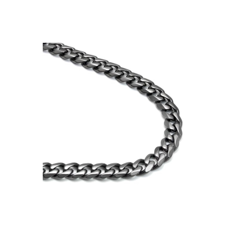 TruTi Gunmetal Grey Titanium 7MM Curb Link Necklace Chain 24"