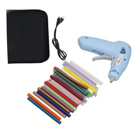 Hot Melt Glue Gun USB Rechargeable Cordless Mini Hot Melt Gun With 30PCS Adhesive Bars Tool Bag and Silicone Pad Blue