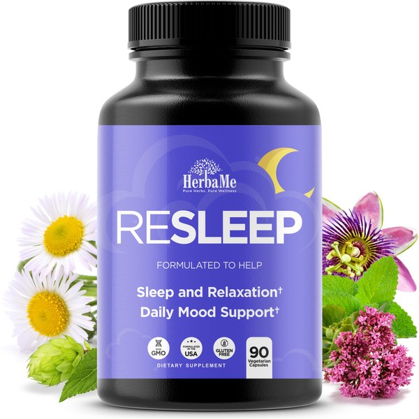 HerbaMe Sleep Aid Support Supplement - Melatonin Free Formula with