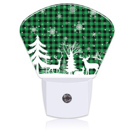 Uiaoiais Christmas Snowflake Night Light, Christmas Green Plaid Nightlight Plug into Wall with Dusk to Dawn Sensor for Kid Girls Boys Women Men Bedroom, Hallway, Kitchen, Bathroom, Stairs Decor