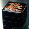 J-kitchens Lacquerware Heavy Box, 3 Tiers, 6 Inches, Black Pine/Plum,