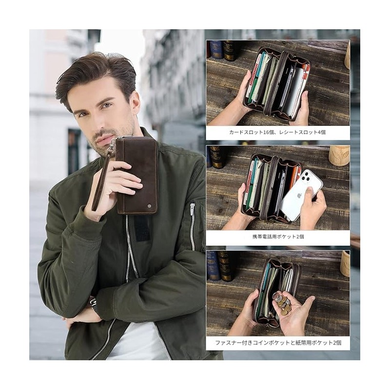 Contact's serie Long Wallet, Made by Leading Artisans, Genuine Leather,