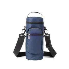 DINYAO Water Carrier Bag, 50oz/67oz Bottle Pouch Holder, Adjustable Shoulder Hand Strap 2 Pocket Sling Neoprene Sleeve Sports Water Bottle Accessories for Hiking Travelling Camping (Blue, 50oz)