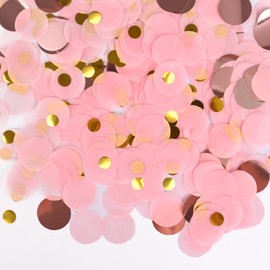 Acantha Round Tissue Confetti Pink RoseGold Gold Mixed Confetti Dots Paper for Wedding Baby Shower Birthday Party & Anniversary Decorations (1.76oz, 1-Inch)