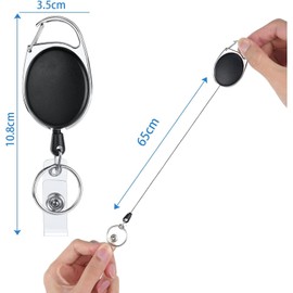 NINFEIQI 6 Packs Retractable Id Badge Holder, Retractile Key Badge Reel Cord Clip with Belt Clip and Key Ring