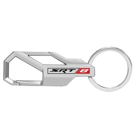 iPick Image Compatible with SRT-8 Logo Silver Carabiner-Style Snap Hook Metal Key Chain for Dodge Jeep RAM