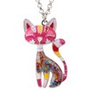 BONSNY Statement Enamel Alloy Chain Cat Necklaces Pendant Original Design