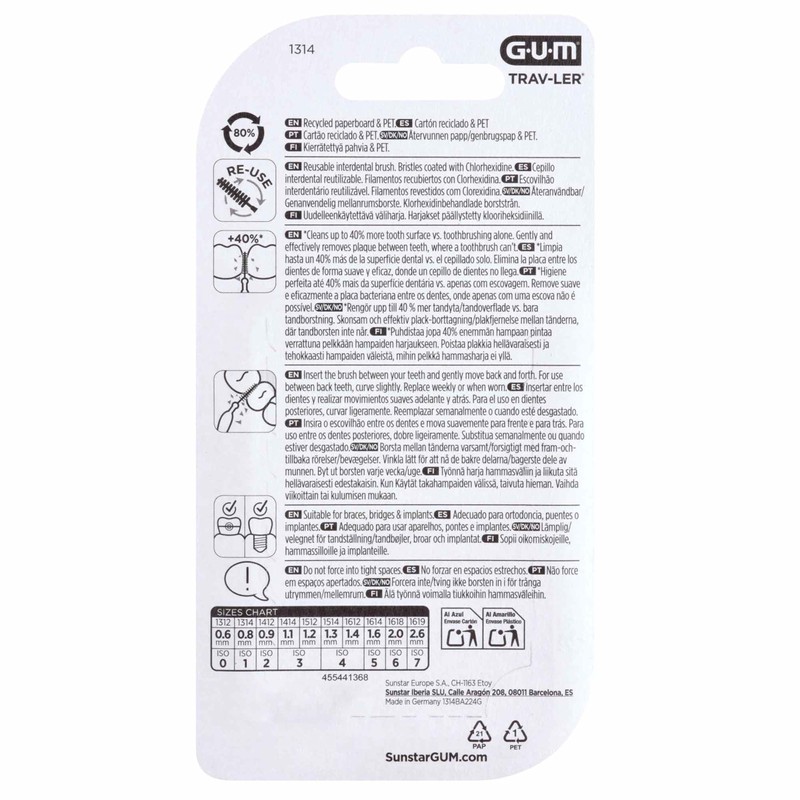 GUM TRAV-LER Interdental Brushes for Thorough Cleaning Between Teeth Flexible