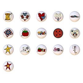 SET OF 16 KNOBS - Sewing Crafts Yarn Knit Embroidery - DECORATIVE Ceramic Dresser Drawer PULLS Cabinet Cupboard KNOBS