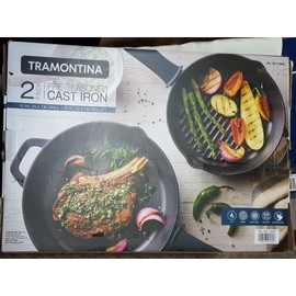 Tramontina 2-piece Cast Iron 12" Skillet And 10" Grill Pan With Handle Covers
