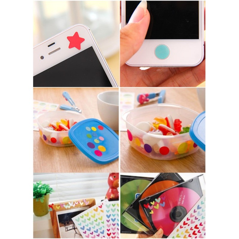 yueton 18 Sheets Colorful Heart Shape, Round Dots and Star