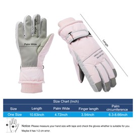 DOZNOZRI Winter Women Ski Gloves, Waterproof Touch Screen Thermal Gloves with Fleece, Windproof Snowboard Gloves for Skiing Hiking and Cycling (Pink)