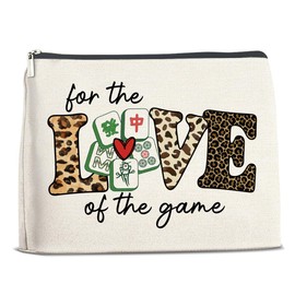Makeup Bag Funny Mahjong Enthusiast Gifts for Women, Unique Gift Idea for Mahjong Players Christmas Birthday Gifts for Friends Besties Mahjong Game Cosmetic Bag Travel Toiletry Pouch for Purse