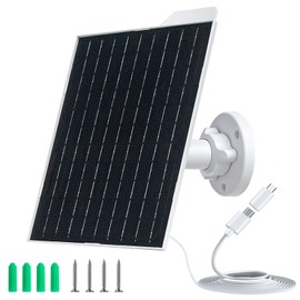 Solar Panel for Security Camera,5V10W USB Solar Panel with USB-C Port &Micro USB,IP65 Waterproof Camera Solar Panel with 360°Adjustable Mounting,Long Charging Cable (2)