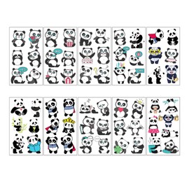 Panda Temporary Tattoos for Boys,Girls,Kids,10 Sheets Kids Tattoos Waterproof Fake Tattoos Pandas Cartoon Tattoo Stickers for Children's Stick on Tattoos Panda Theme Birthday Party Bag Filler