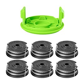 Greenworks Carretes de recortadora de cuerda de alimentación automática de doble línea de 0.065 pulgadas (paquete de 6) + cubierta de carrete de repuesto