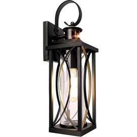 DBF Dusk to Dawn Motion Sensor Outdoor Lights 17.5 Inch, 3 Lighting Mode Exterior Light Fixtures Porch Lights Outdoor Wall Sconces Waterproof Anti-Rust, Black Wall Lanterns for House Front Door Garage
