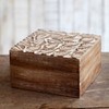 Fair Trade Mango Wood Box with leaf design 175 x